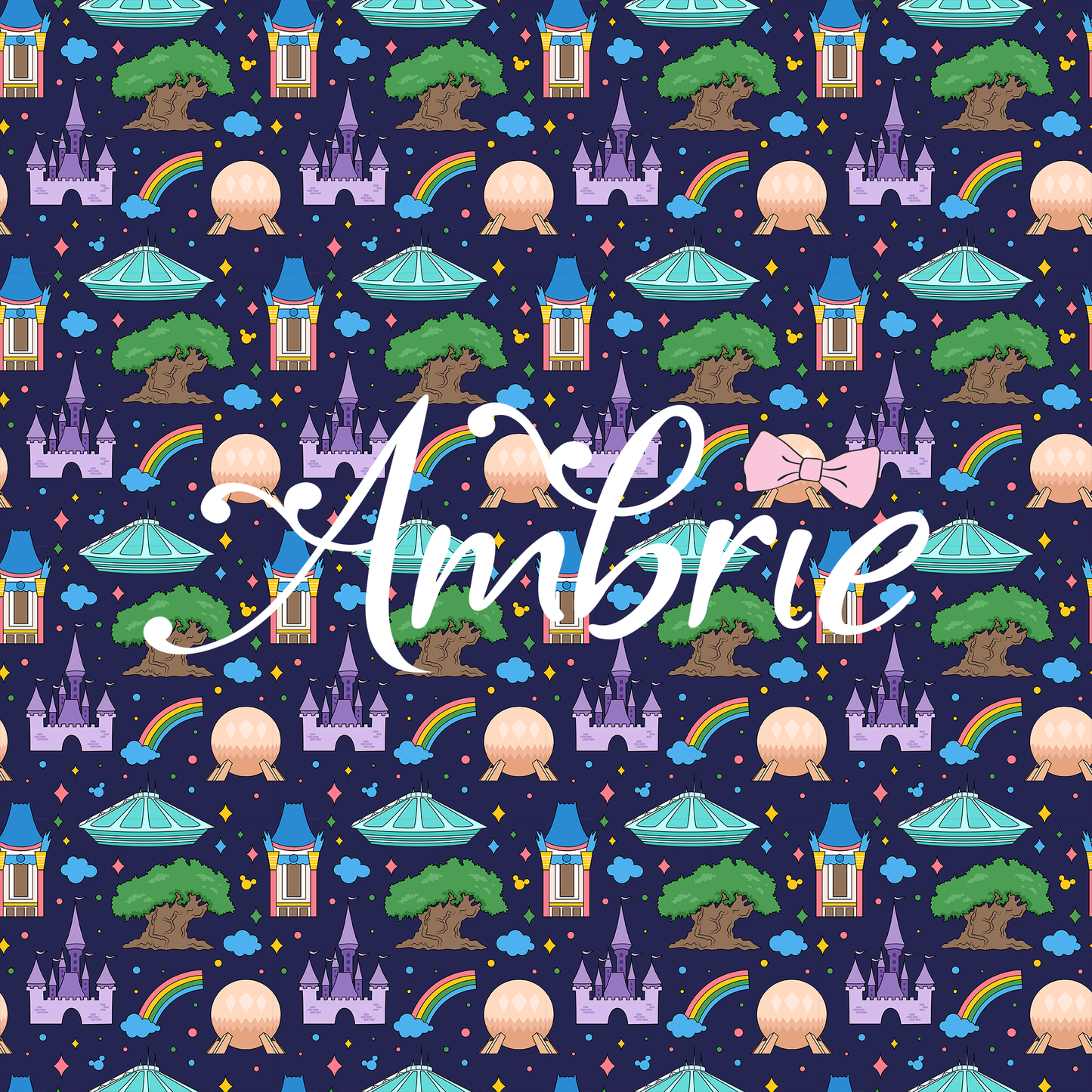 Park Favorites Seamless Pattern, Magical Cartoon Seamless pattern, Fabric Sublimation