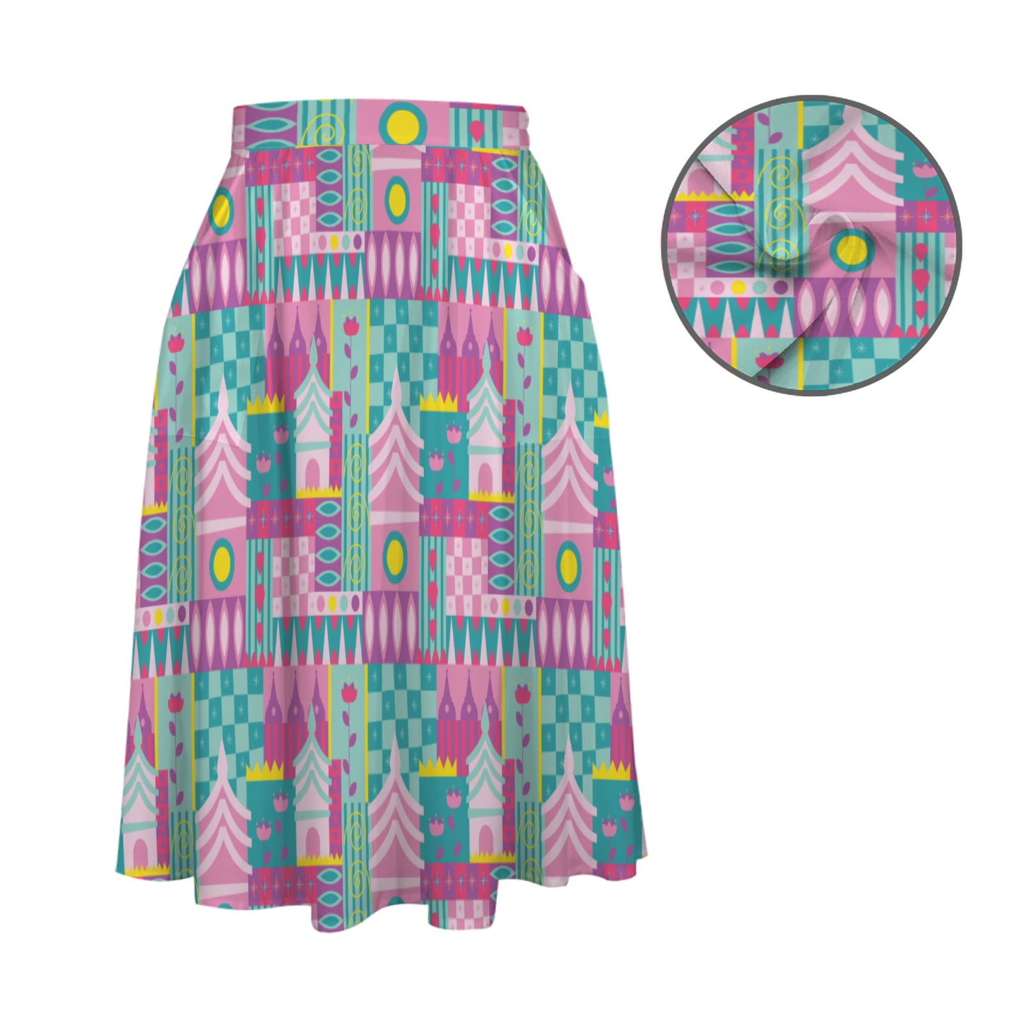 Small World Elastic Waist Midi Skirt With Pockets