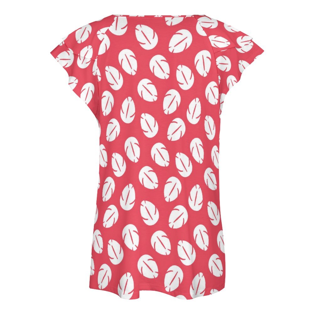 Lilo's Dress Women's Ruffle Sleeve V-Neck T-Shirt