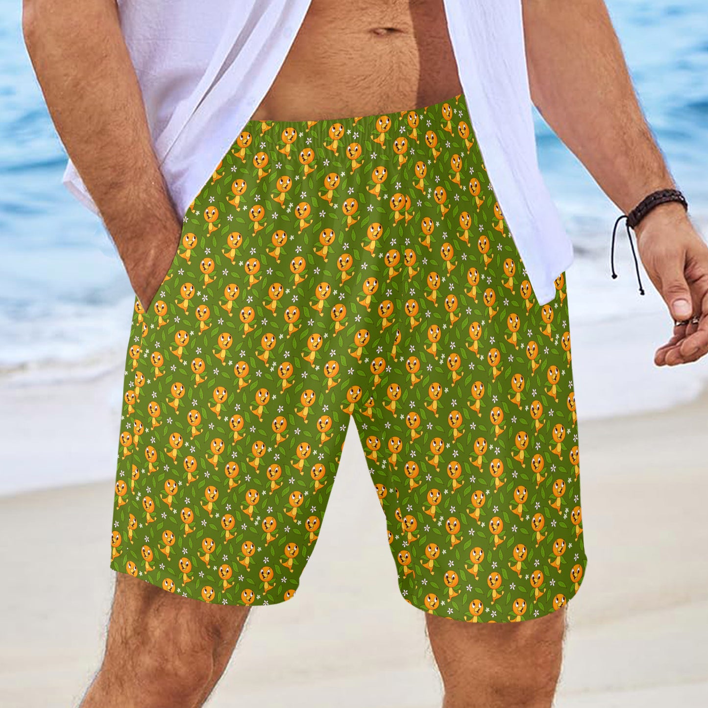 Orange Bird Men's Swim Trunks Swimsuit