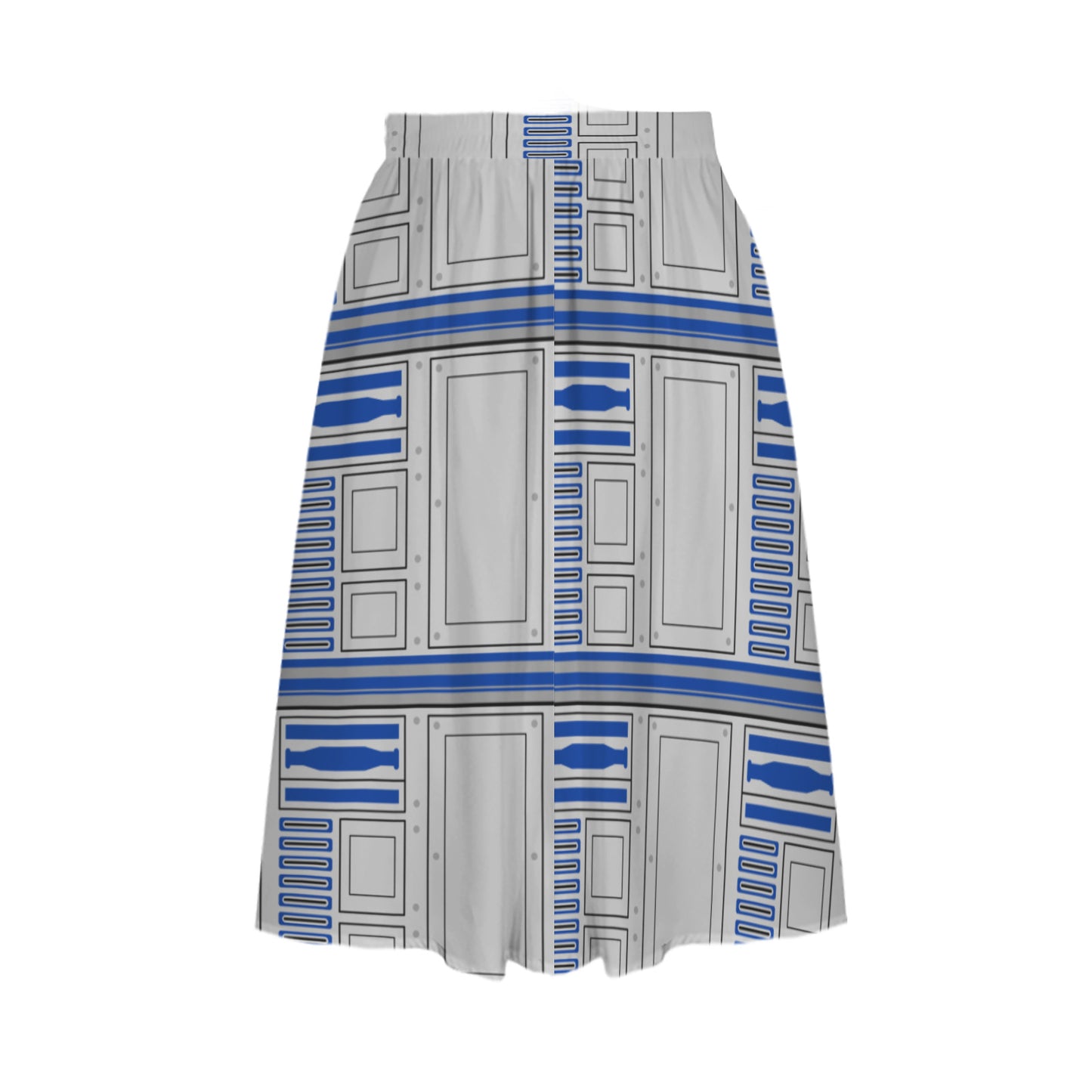 R2D2 Elastic Waist Midi Skirt With Pockets