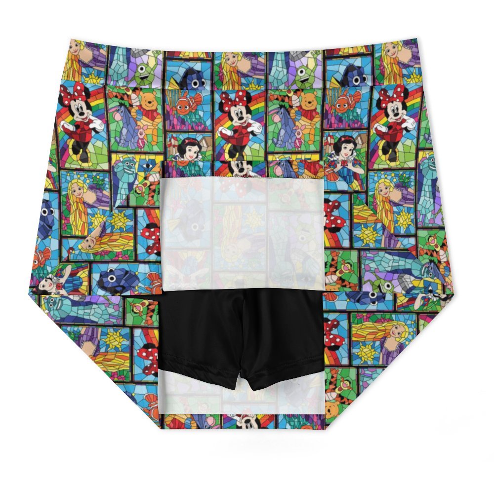 Stained Glass Characters Athletic A-Line Skirt With Pocket Solid Shorts