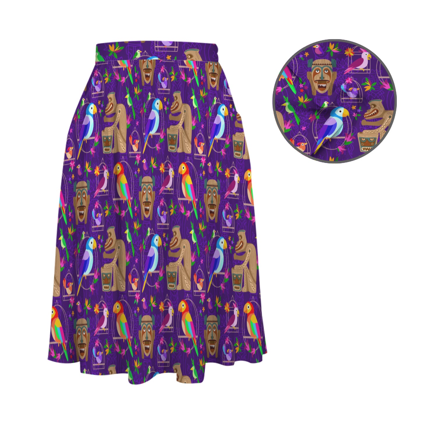 Tiki Plays The Drums Elastic Waist Midi Skirt With Pockets