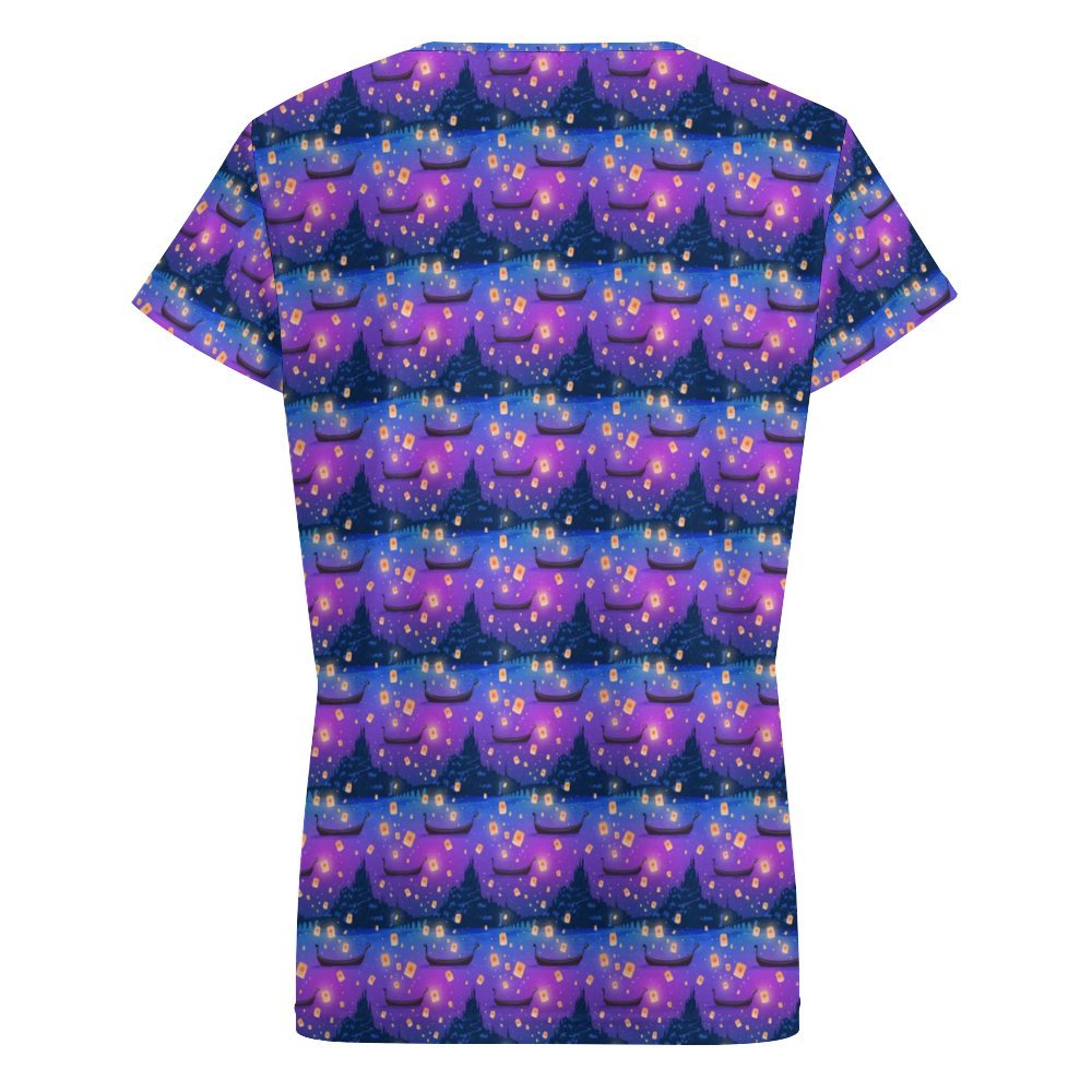 Floating Lanterns Women's V-Neck Short Sleeve T-Shirt