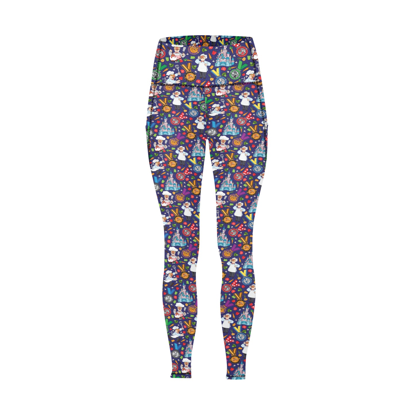 Muppets Chef Wine And Dine Race Women's Athletic Leggings Wth Pockets