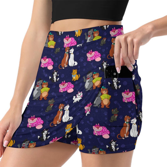 Cat Favorites Athletic A-Line Skirt With Pocket