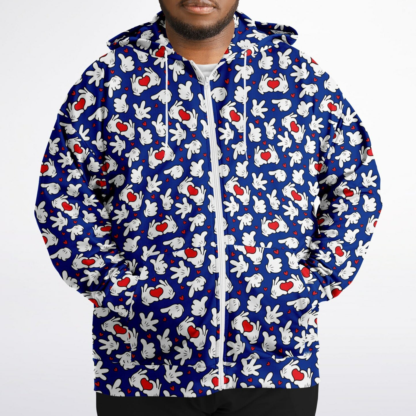 Happy Hands Plus-size Unisex Zip Hoodie