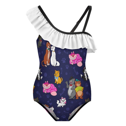 Cat Favorites Girls Flounce One-Piece Swimsuit