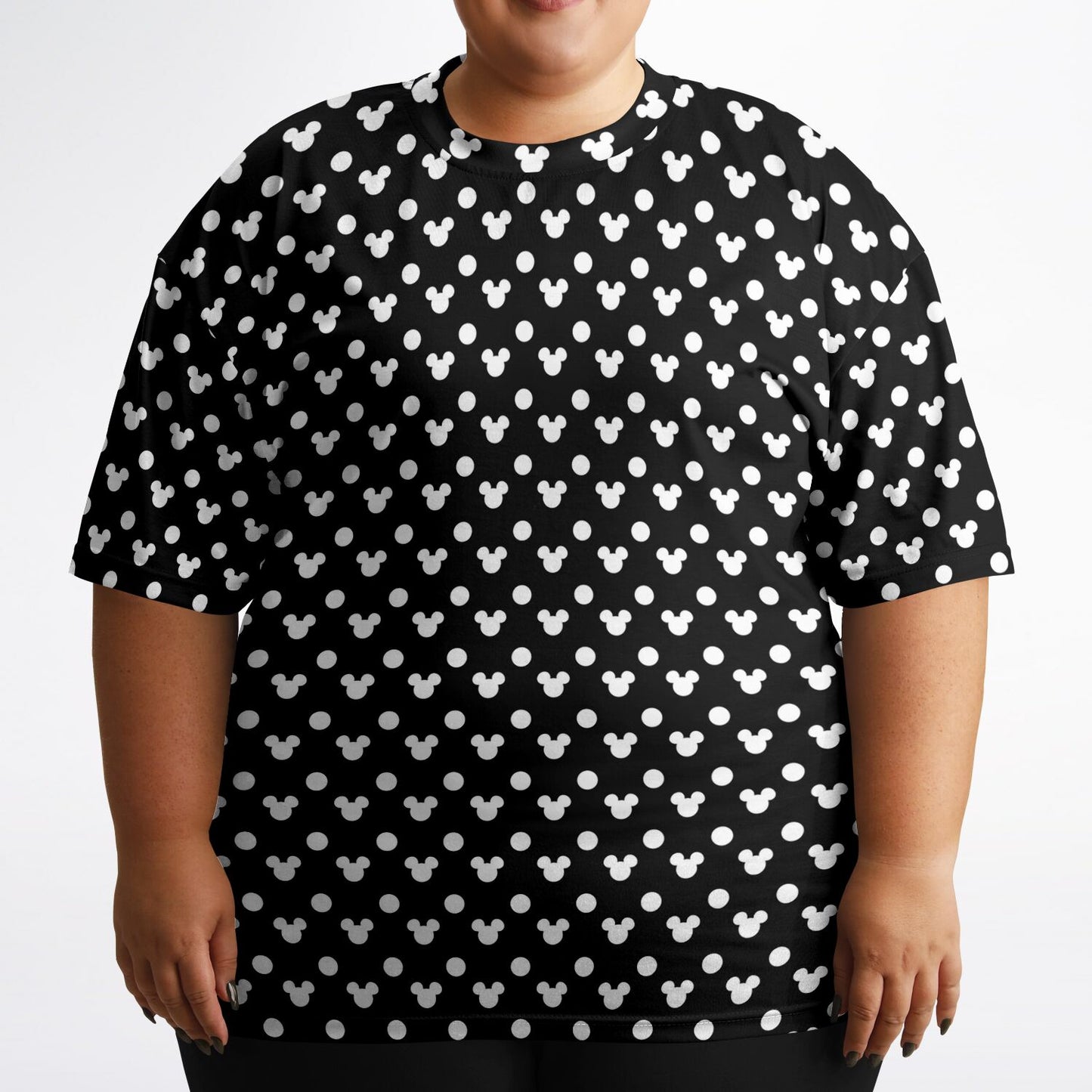 Black With White Mickey Polka Dots Unisex Plus-size T-Shirt