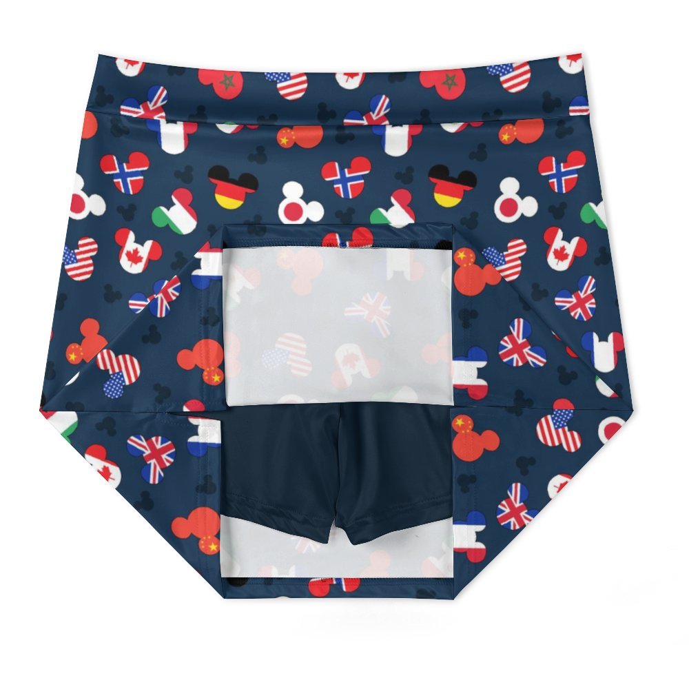 Mickey Flags Athletic A-Line Skirt With Pocket Solid Shorts