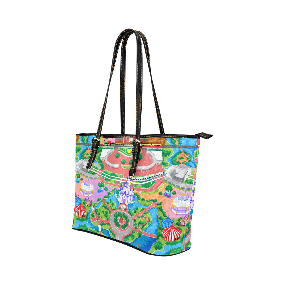 Park Map Leather Tote Bag