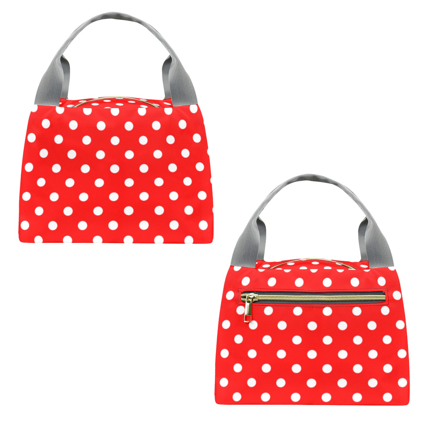 Red With White Polka Dots Portable Lunch Bag