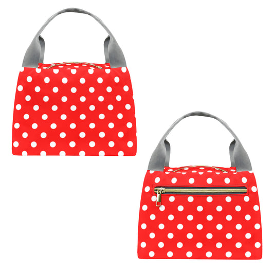 Red With White Polka Dots Portable Lunch Bag