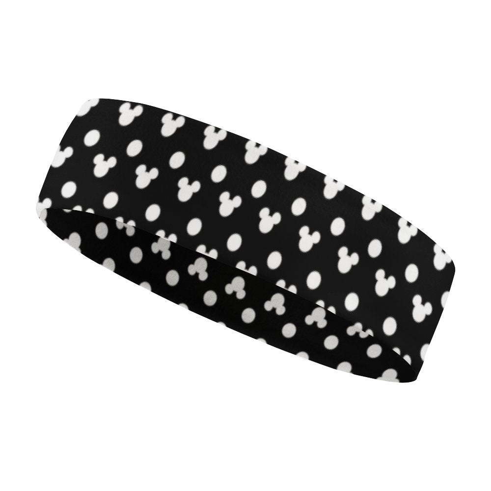 Black With White Mickey Polka Dots Sports Sweat Headband