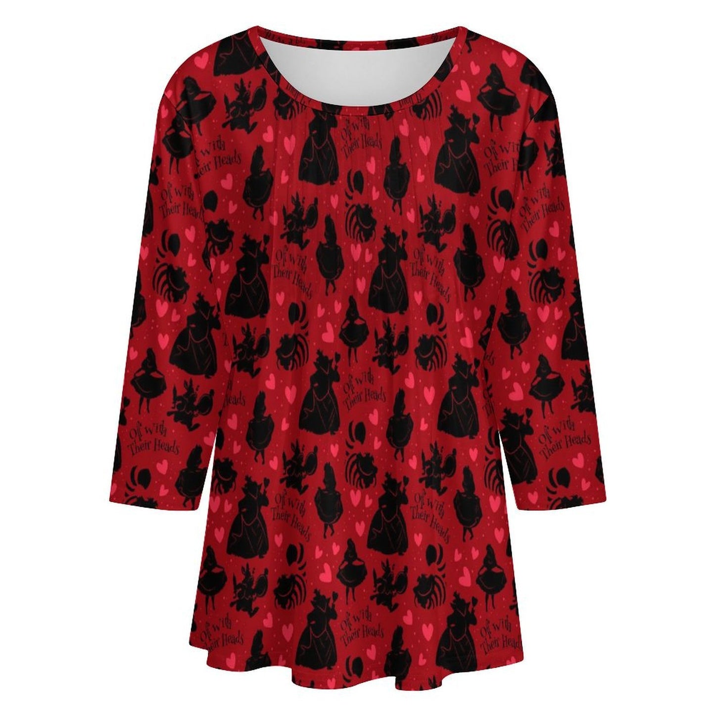 Off With Their Heads Women's 3/4 Sleeve Pleated Tunic Top - Ambrie