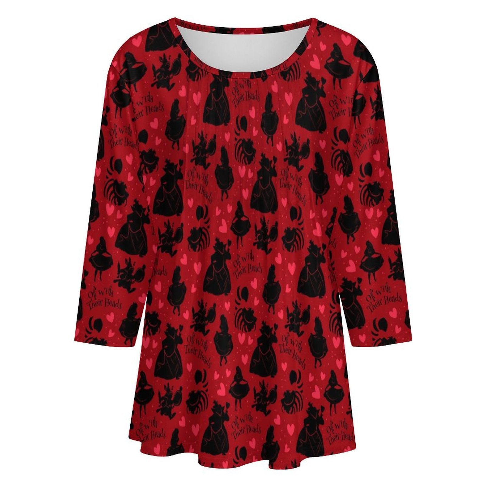 Off With Their Heads Women's 3/4 Sleeve Pleated Tunic Top - Ambrie