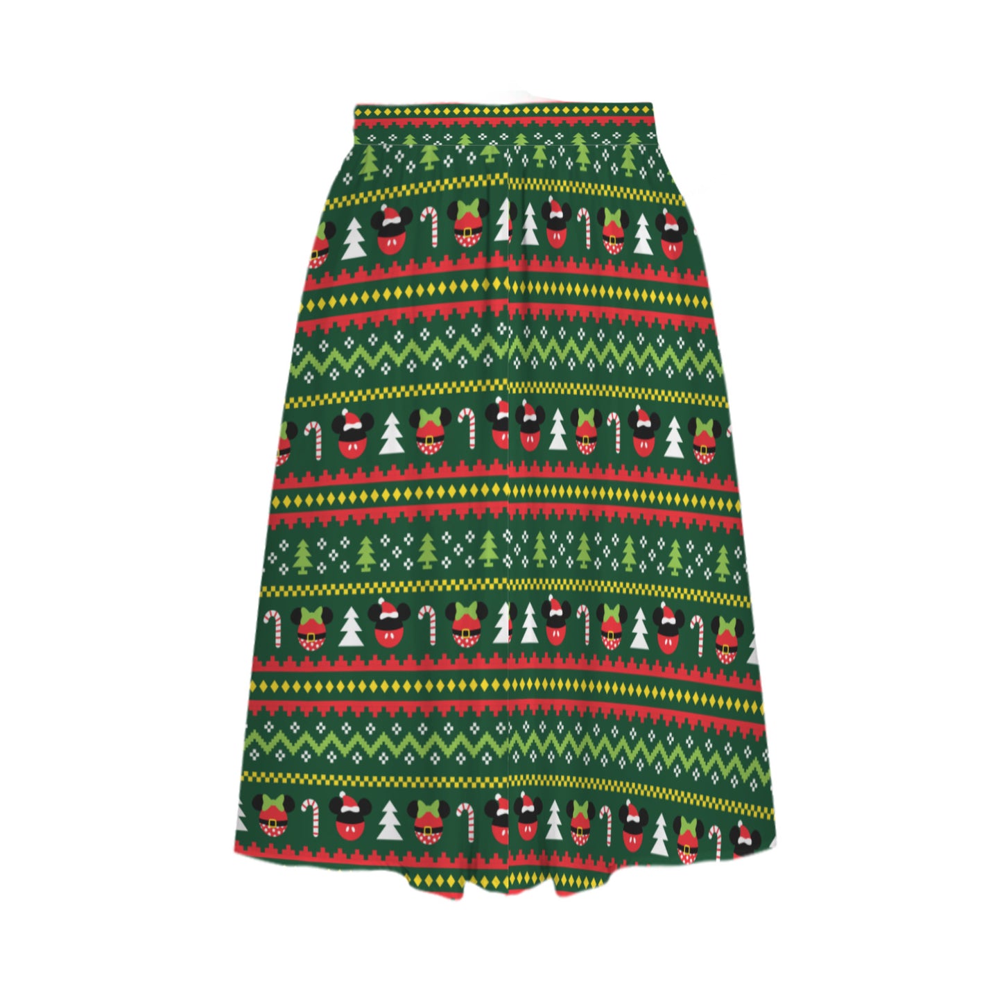 Christmas Sweater Elastic Waist Midi Skirt With Pockets