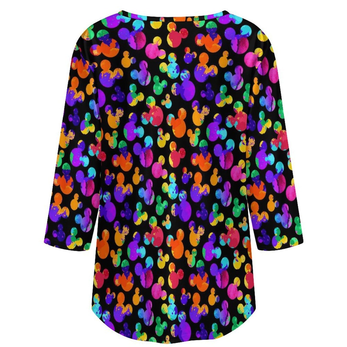 Watercolor Women's 3/4 Sleeve Pleated Tunic Top - Ambrie