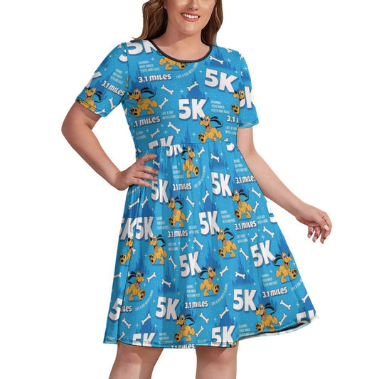 Pluto 5K Women's Round Neck Plus Size Dress With Pockets