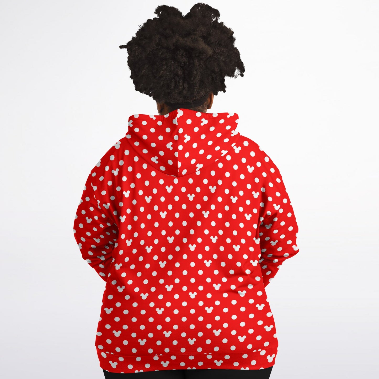 Red With White Mickey Polka Dots Plus-size Unisex Zip Hoodie