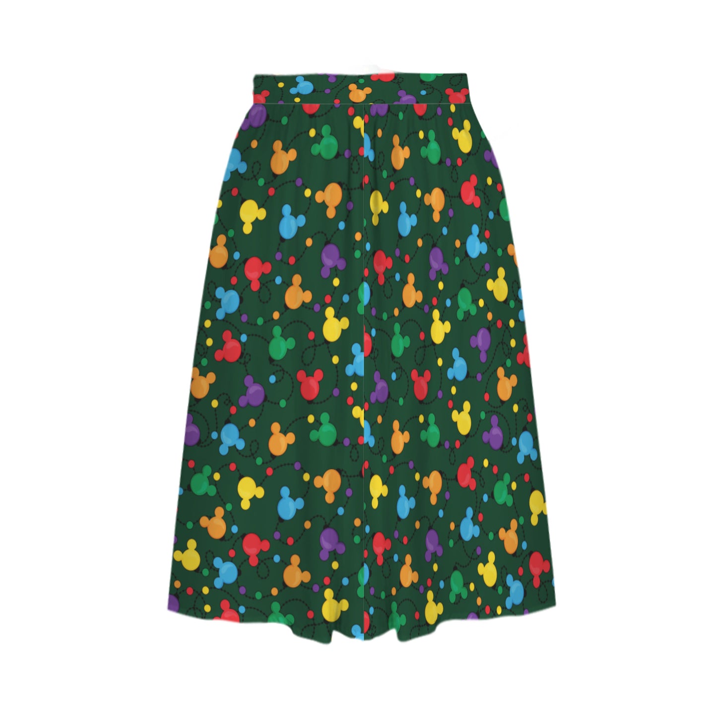 Christmas Lights Elastic Waist Midi Skirt With Pockets