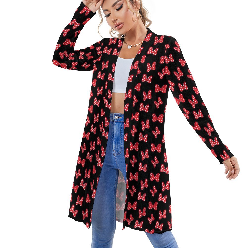 Polka Dot Bows Women's Mid-Length Cardigan