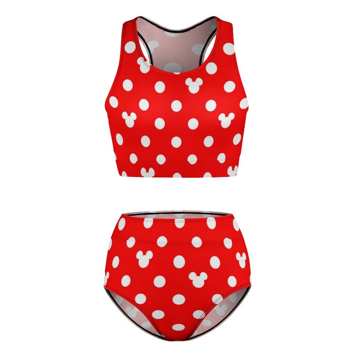 Red With White Mickey Polka Dots Women's Bikini Swimsuit