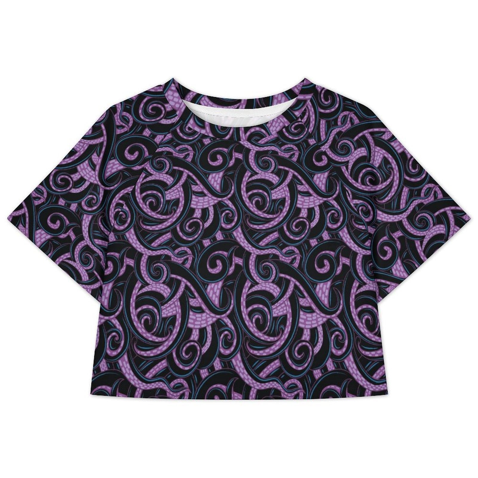 All Over Print Cropped Ralgan T-Shirt - Ambrie