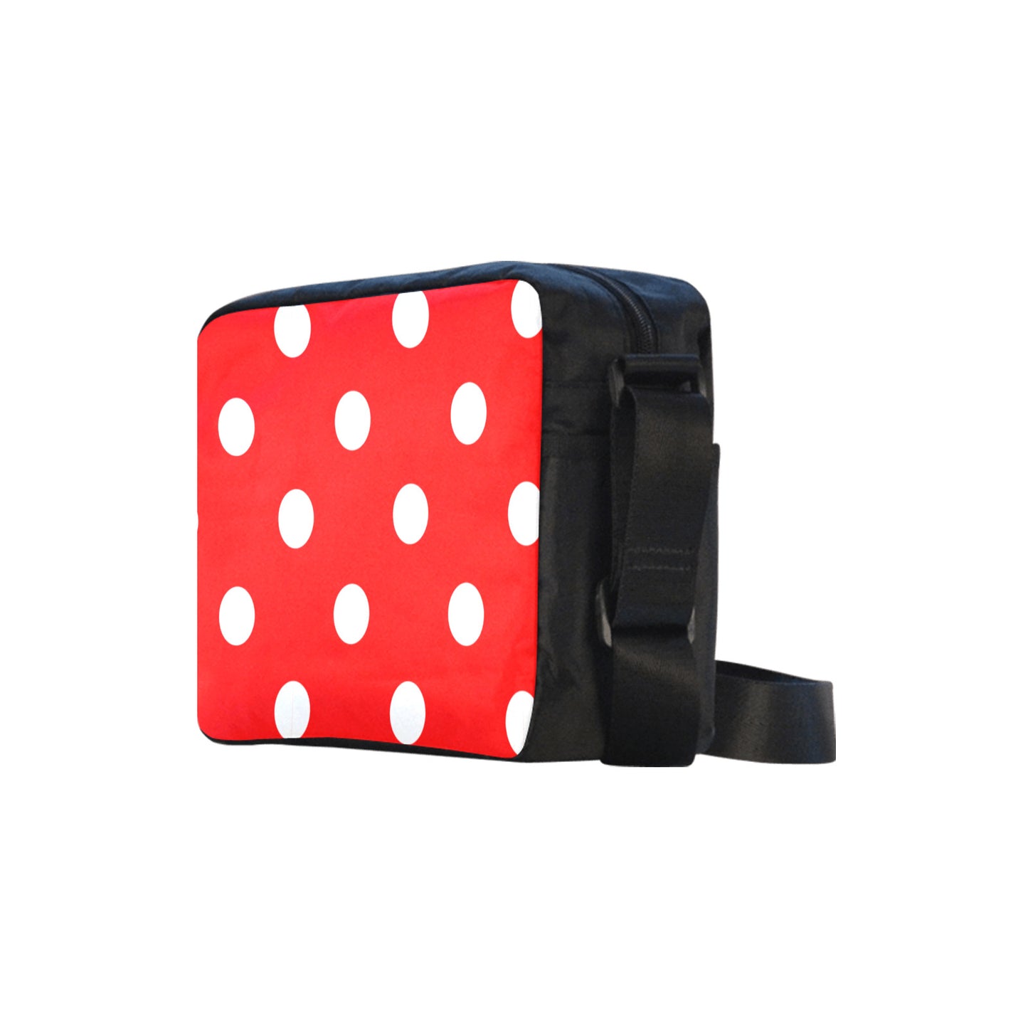 Red With White Polka Dots Classic Cross-body Nylon Bag