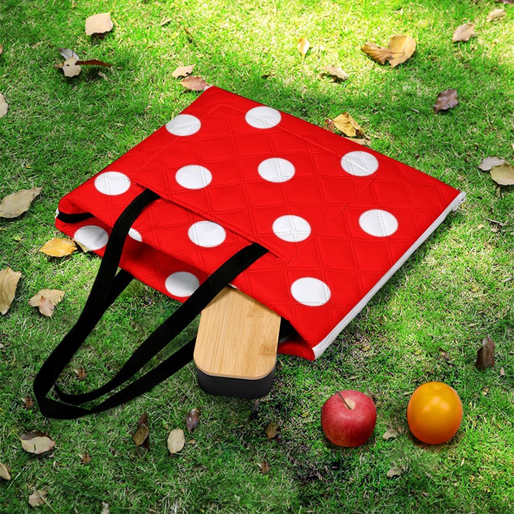 Red With White Polka Dots Zipper Picnic Mat