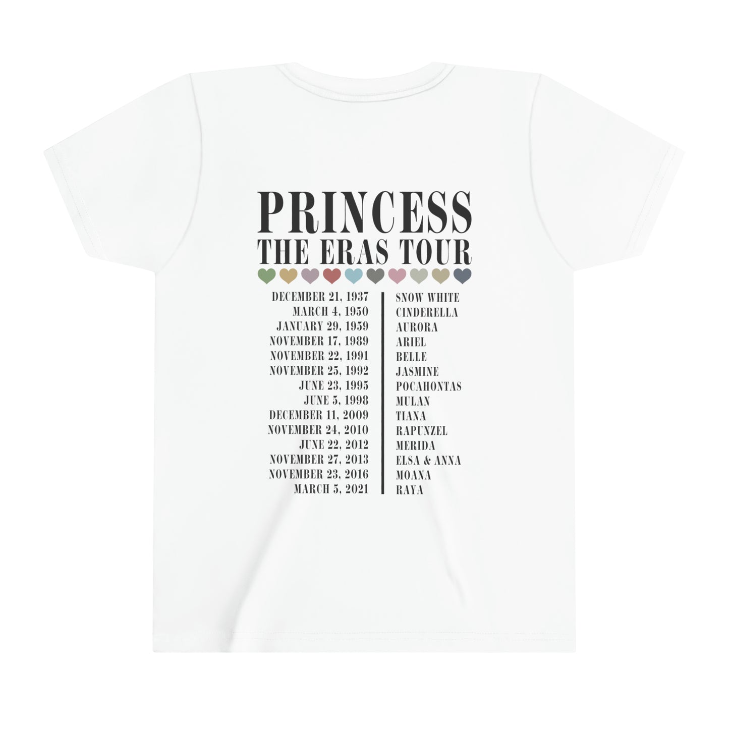 Princess The Eras Tour Dark Youth Short Sleeve T-Shirt