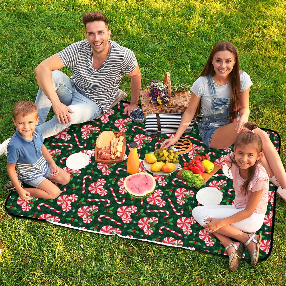 Christmas Peppermint Zipper Picnic Mat