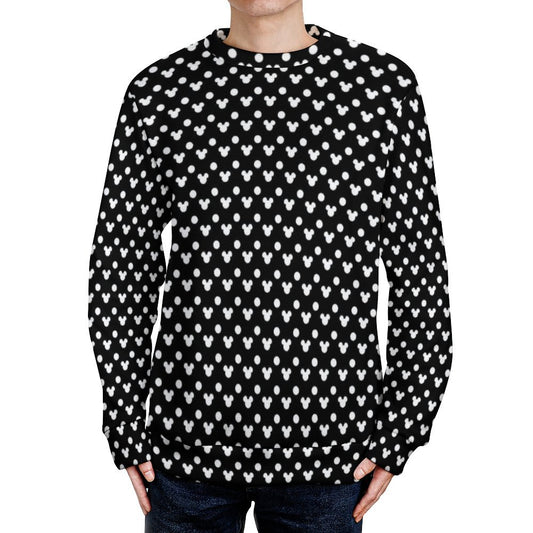 Black With White Mickey Polka Dots Unisex Crewneck Sweater