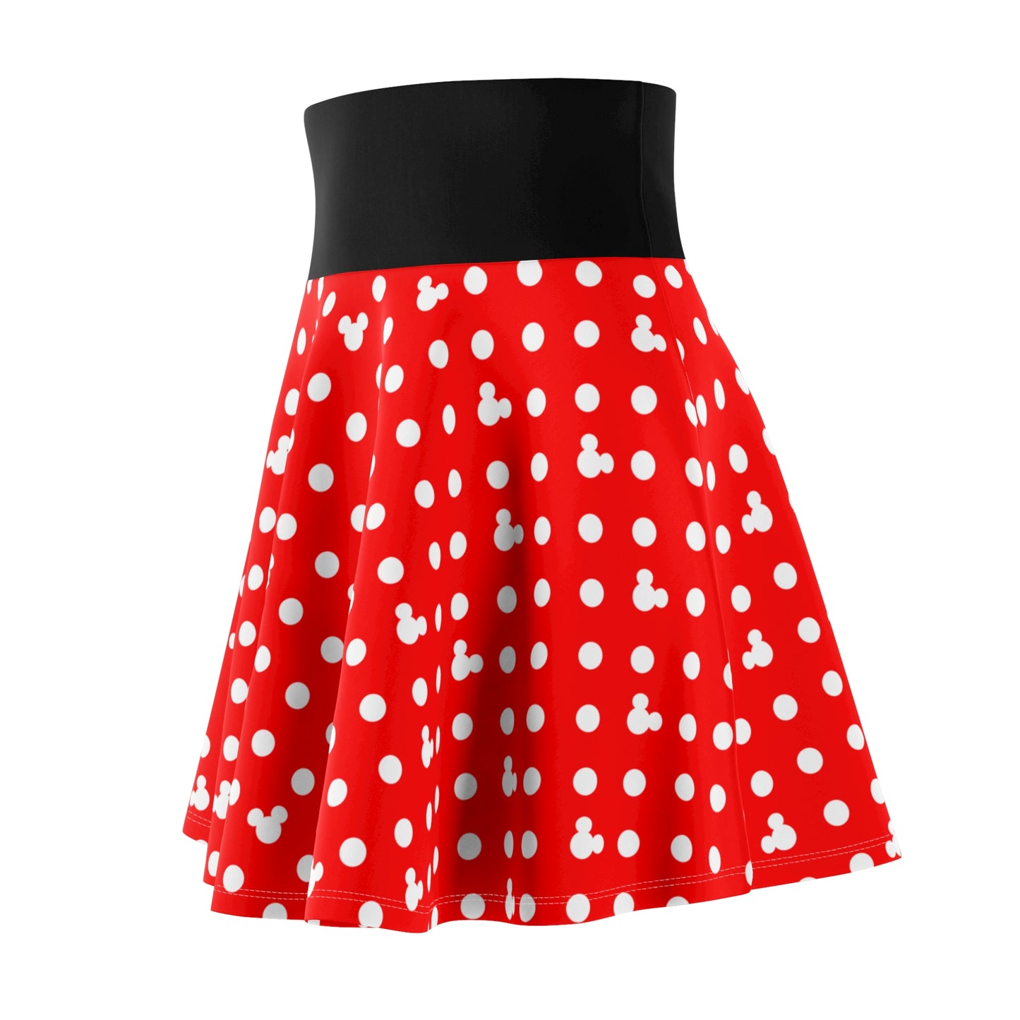 Red With White Mickey Polka Dots Women's Skater Skirt