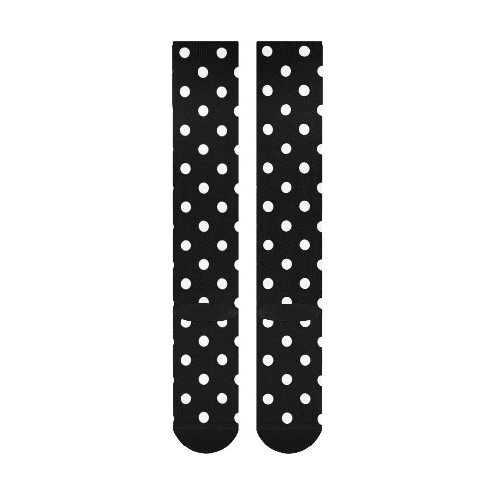 Black With White Polka Dots Over-The-Calf Socks