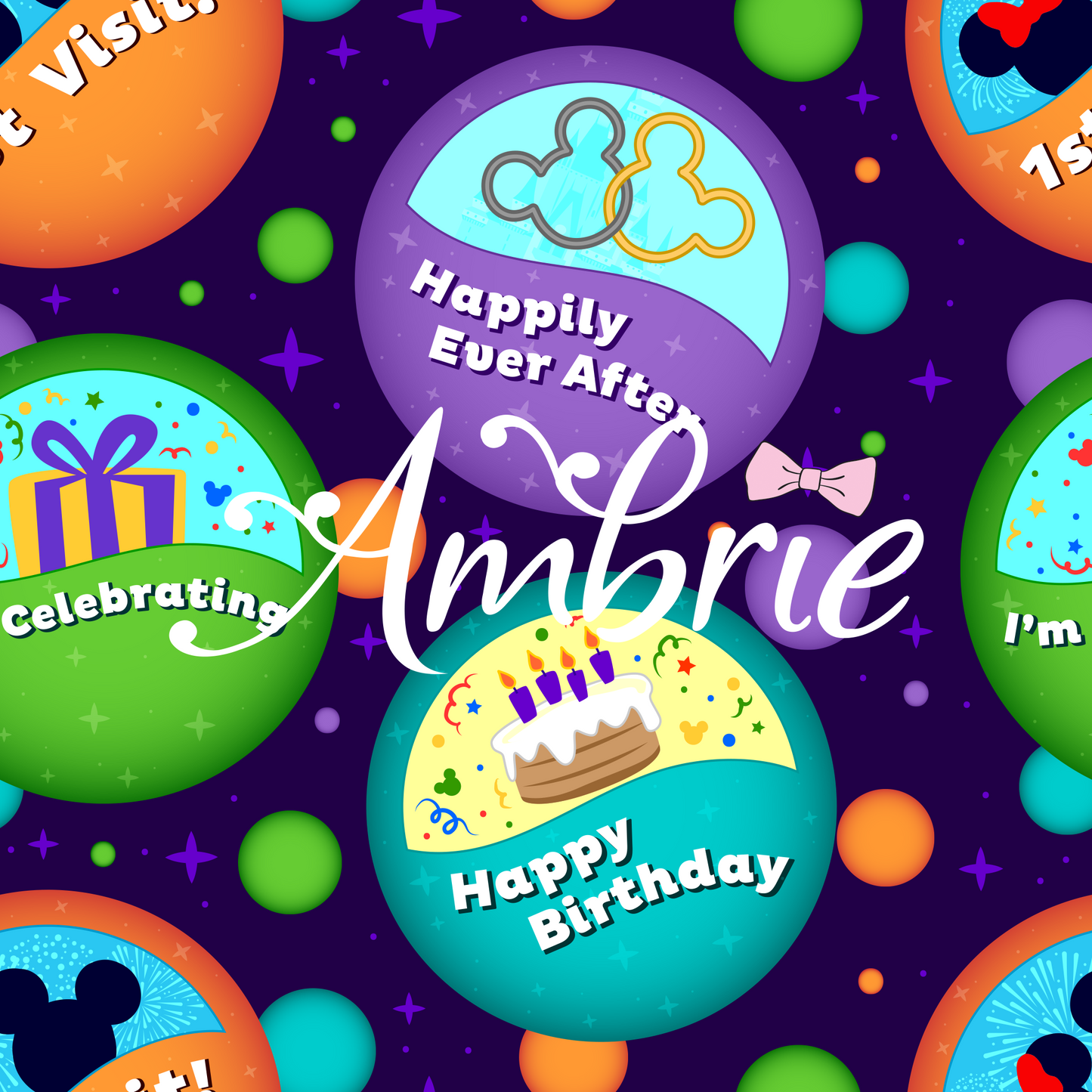 Button Collector Seamless Pattern, Magical Cartoon Seamless pattern, Fabric Sublimation