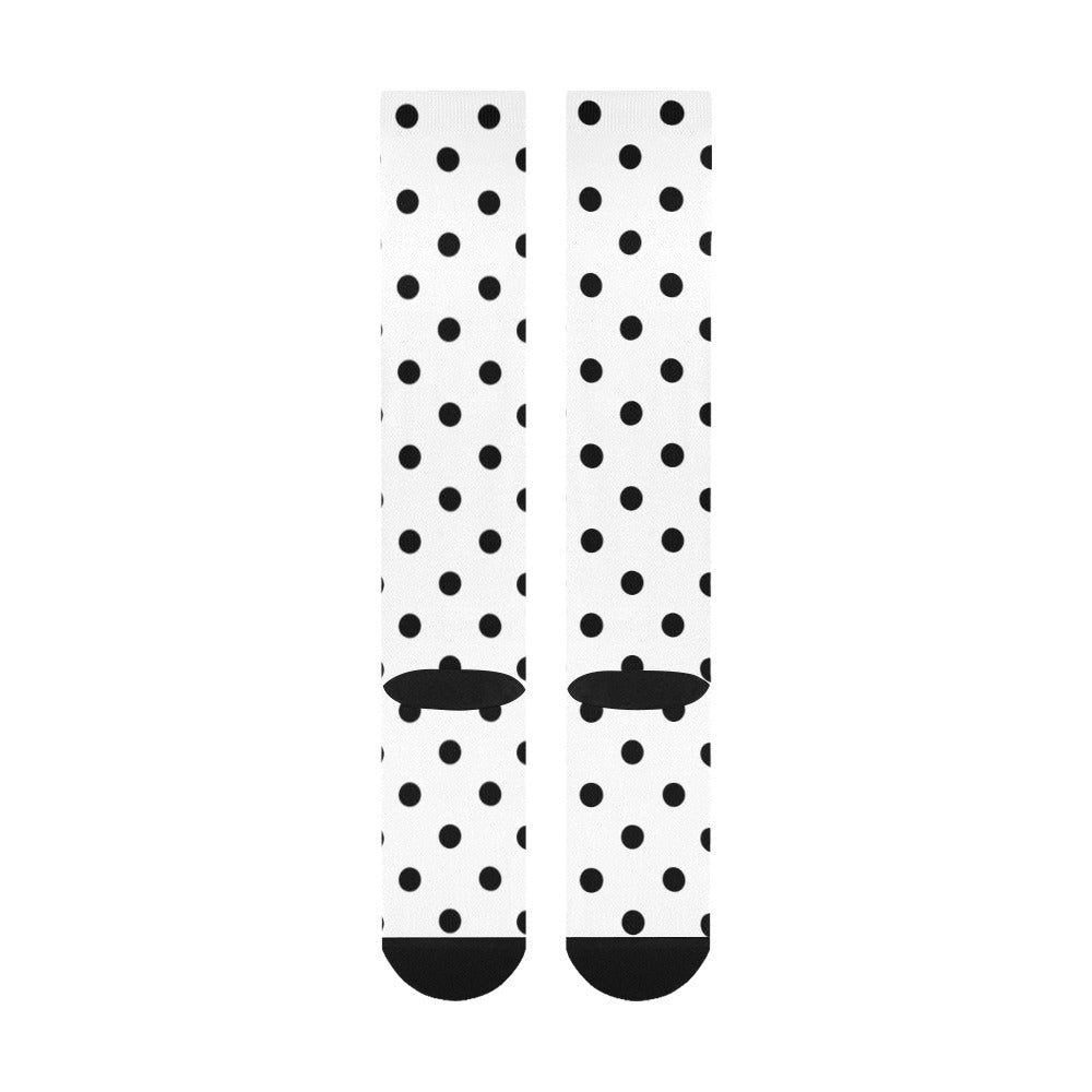 White With Black Polka Dots Over-The-Calf Socks