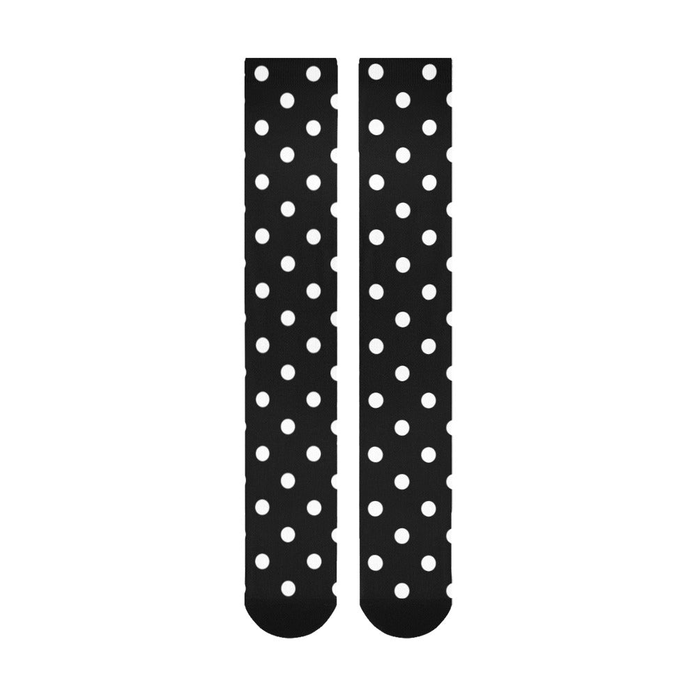 Black With White Polka Dots Over-The-Calf Socks