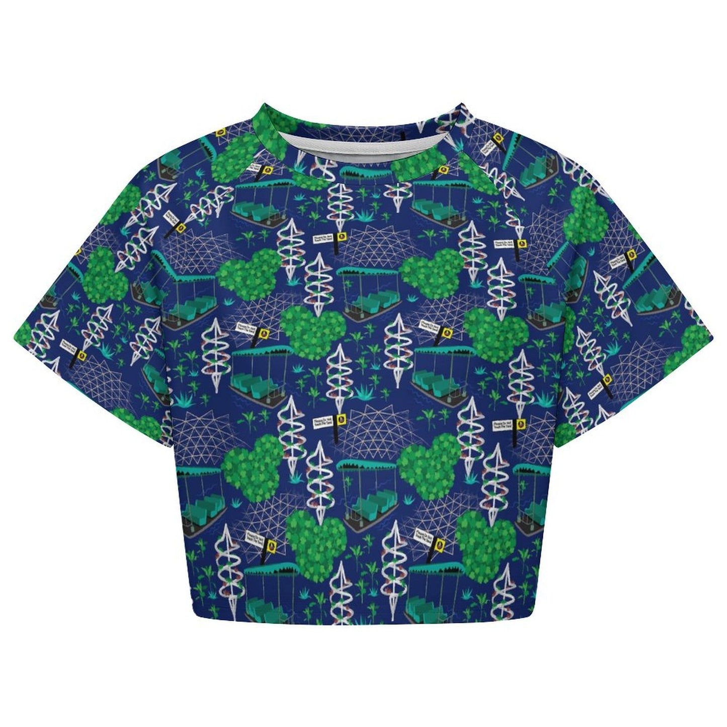 All Over Print Cropped Ralgan T-Shirt - Ambrie