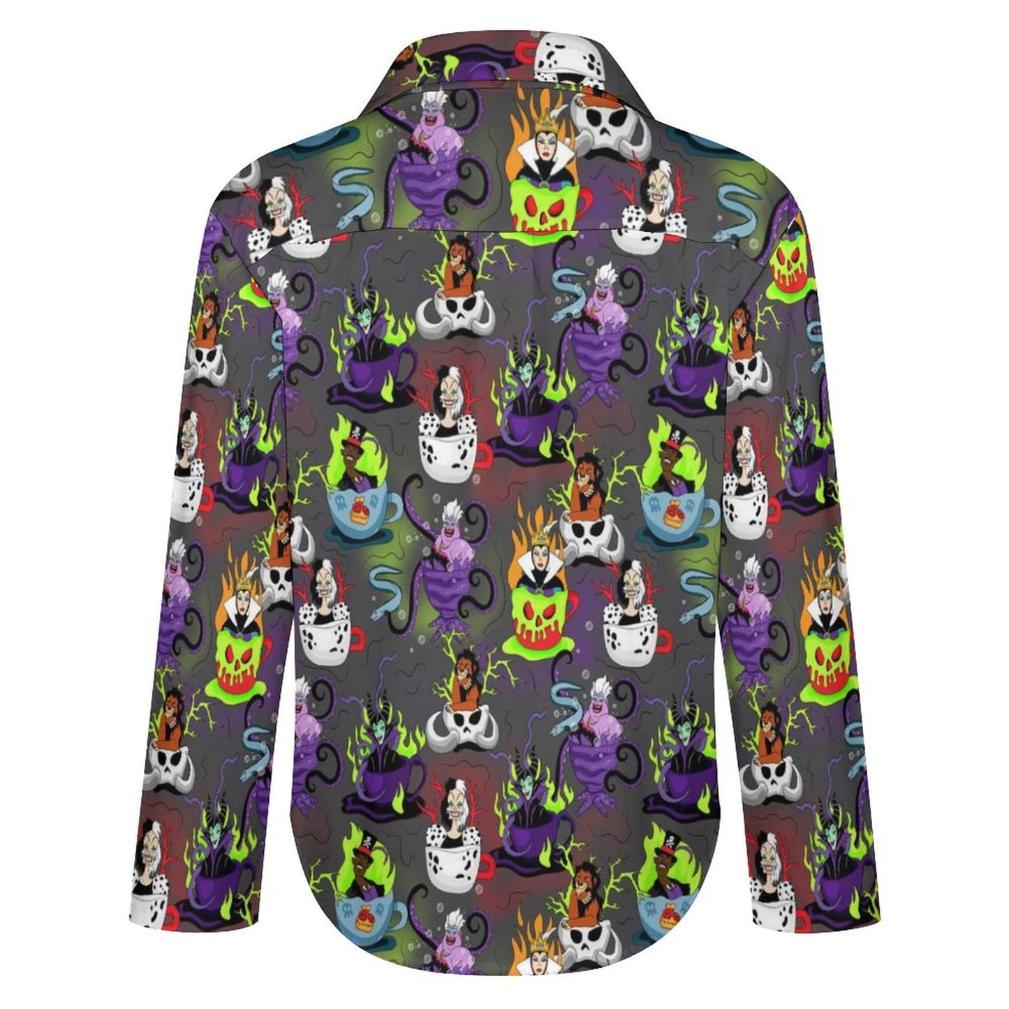 Villains Tea Cups Long Sleeve Button Up Blouse