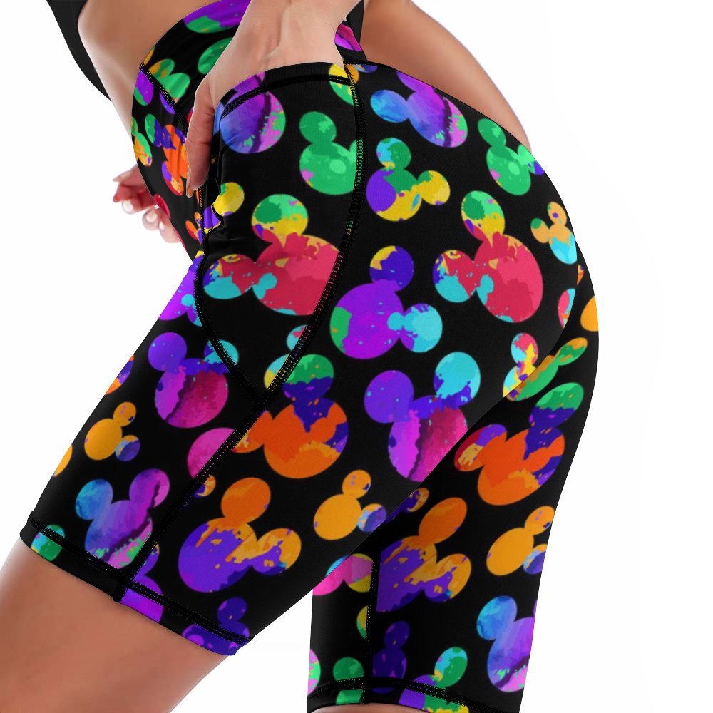 Watercolor Women's Knee Length Athletic Yoga Shorts With Pockets