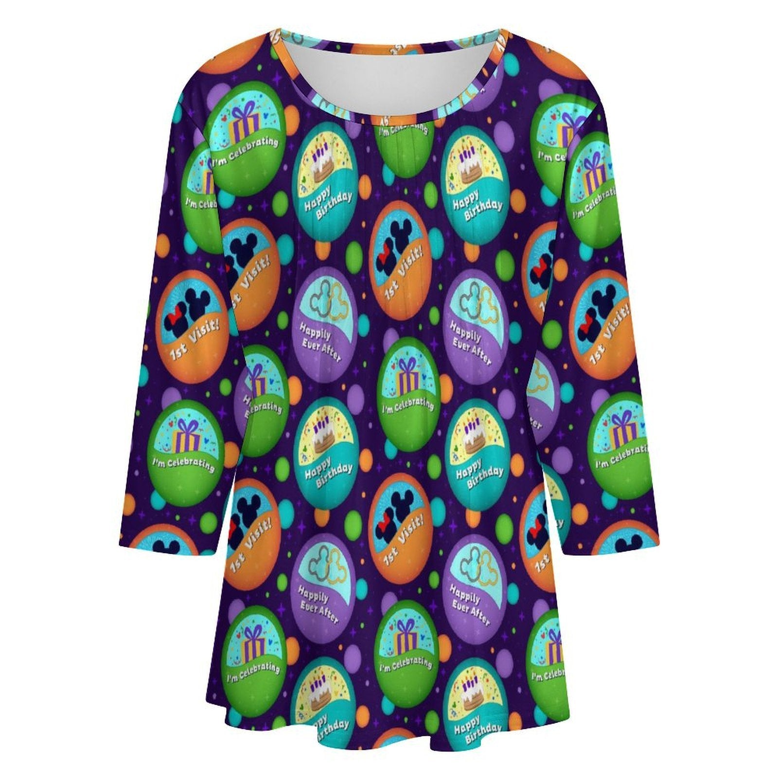 Button Collector Women's 3/4 Sleeve Pleated Tunic Top - Ambrie