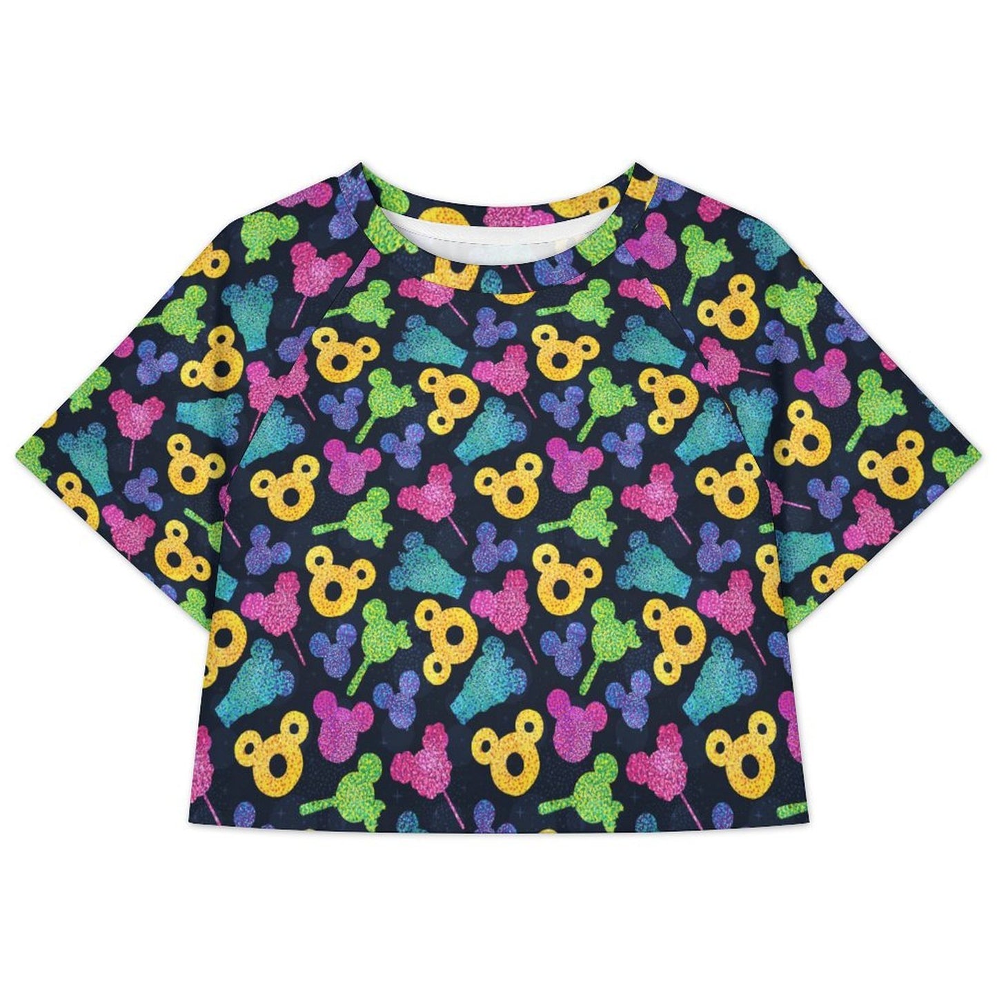 All Over Print Cropped Ralgan T-Shirt - Ambrie