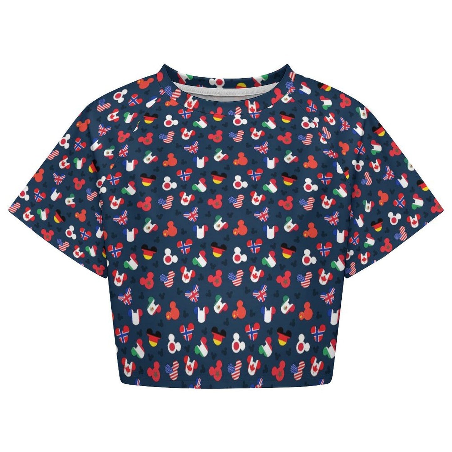 All Over Print Cropped Ralgan T-Shirt - Ambrie