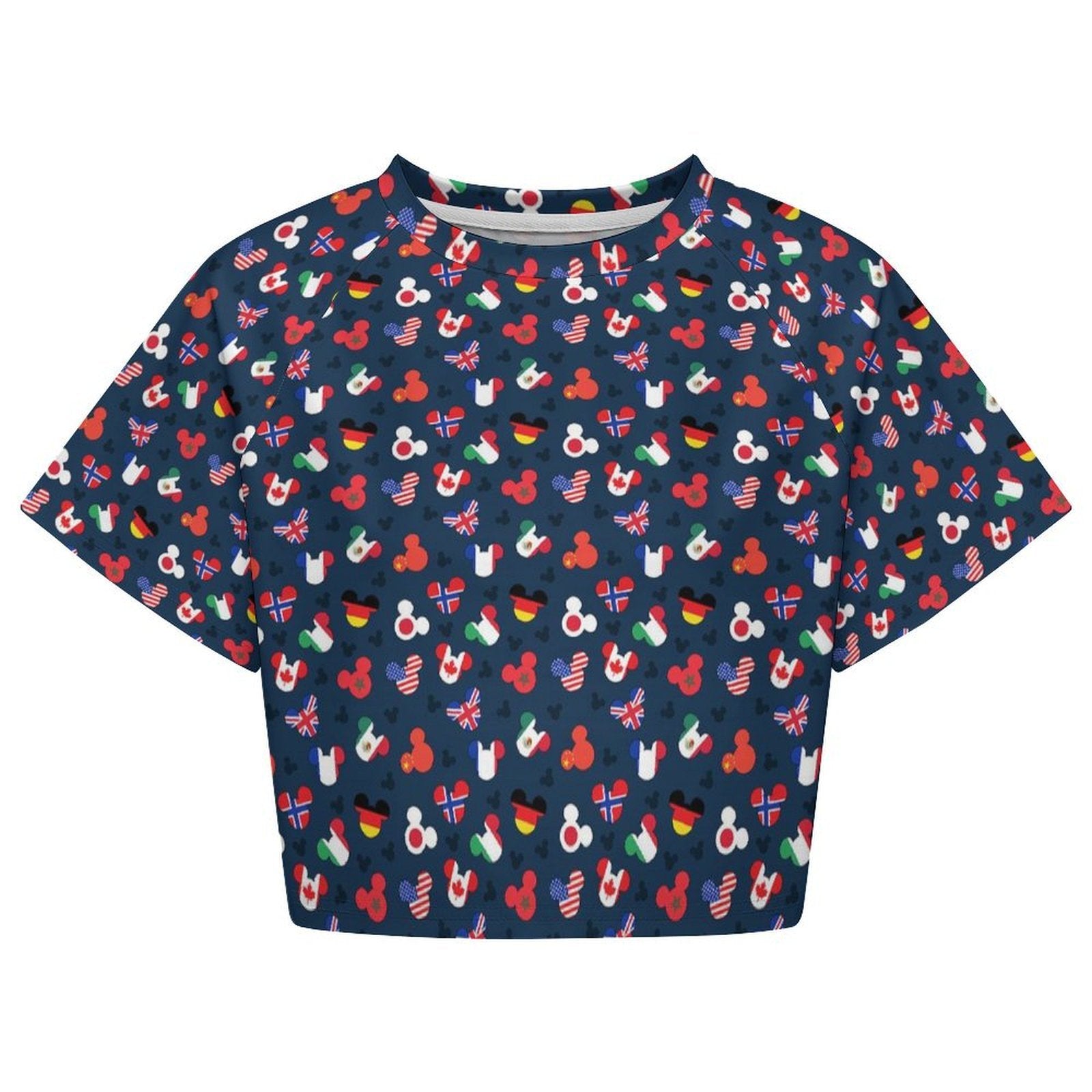 All Over Print Cropped Ralgan T-Shirt - Ambrie