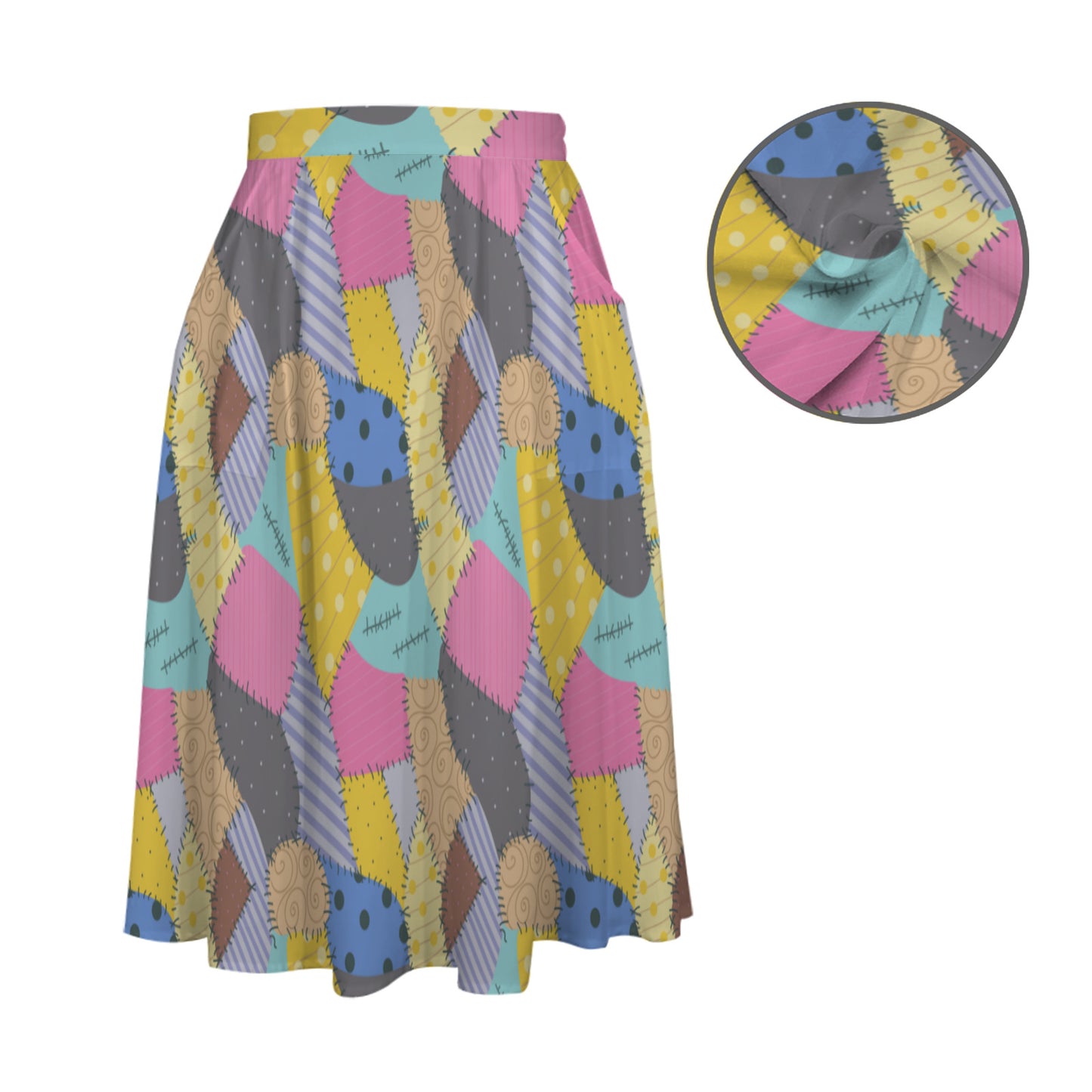 Sally's Dress Elastic Waist Midi Skirt With Pockets