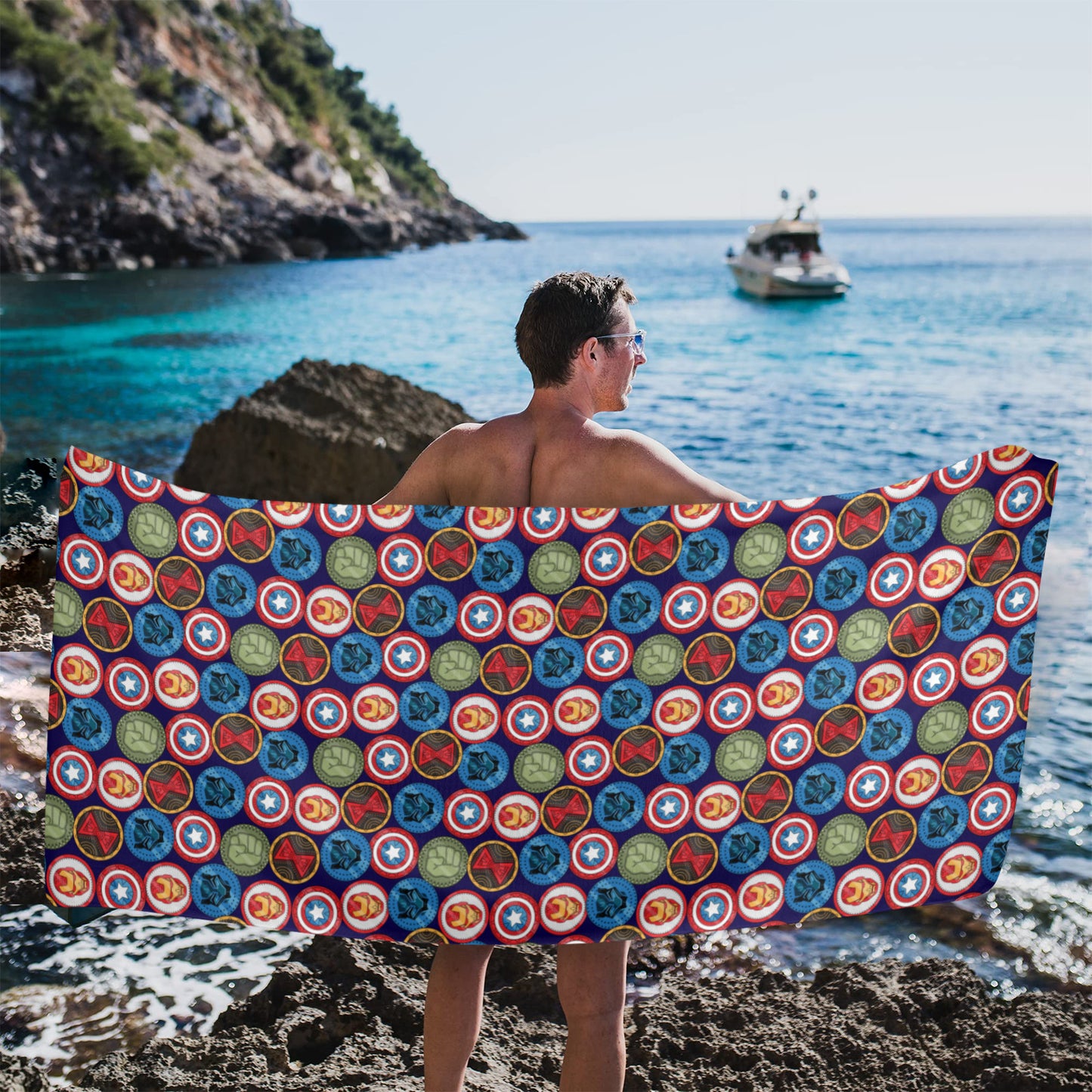 Super Hero Shields Beach Towel