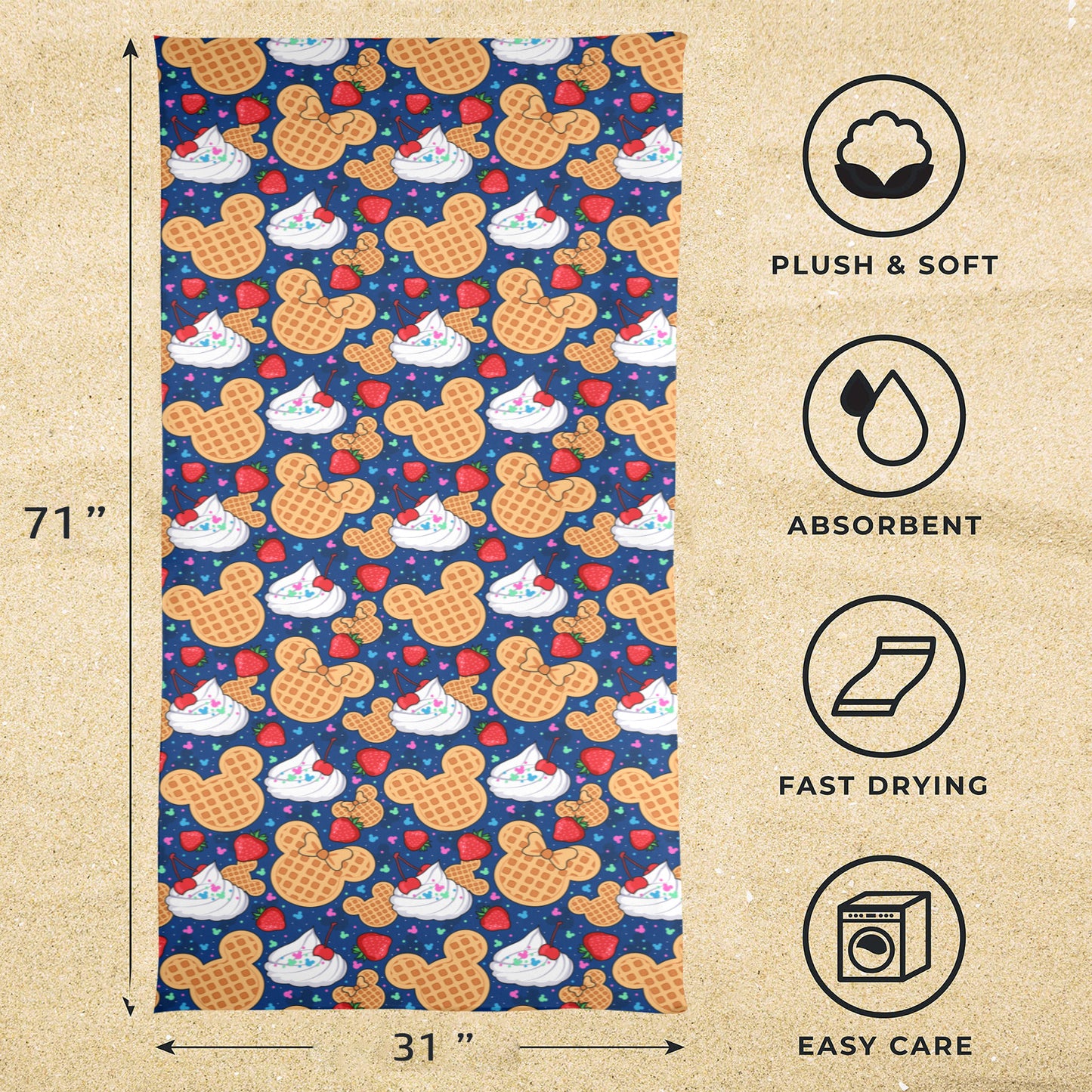 Waffles Beach Towel