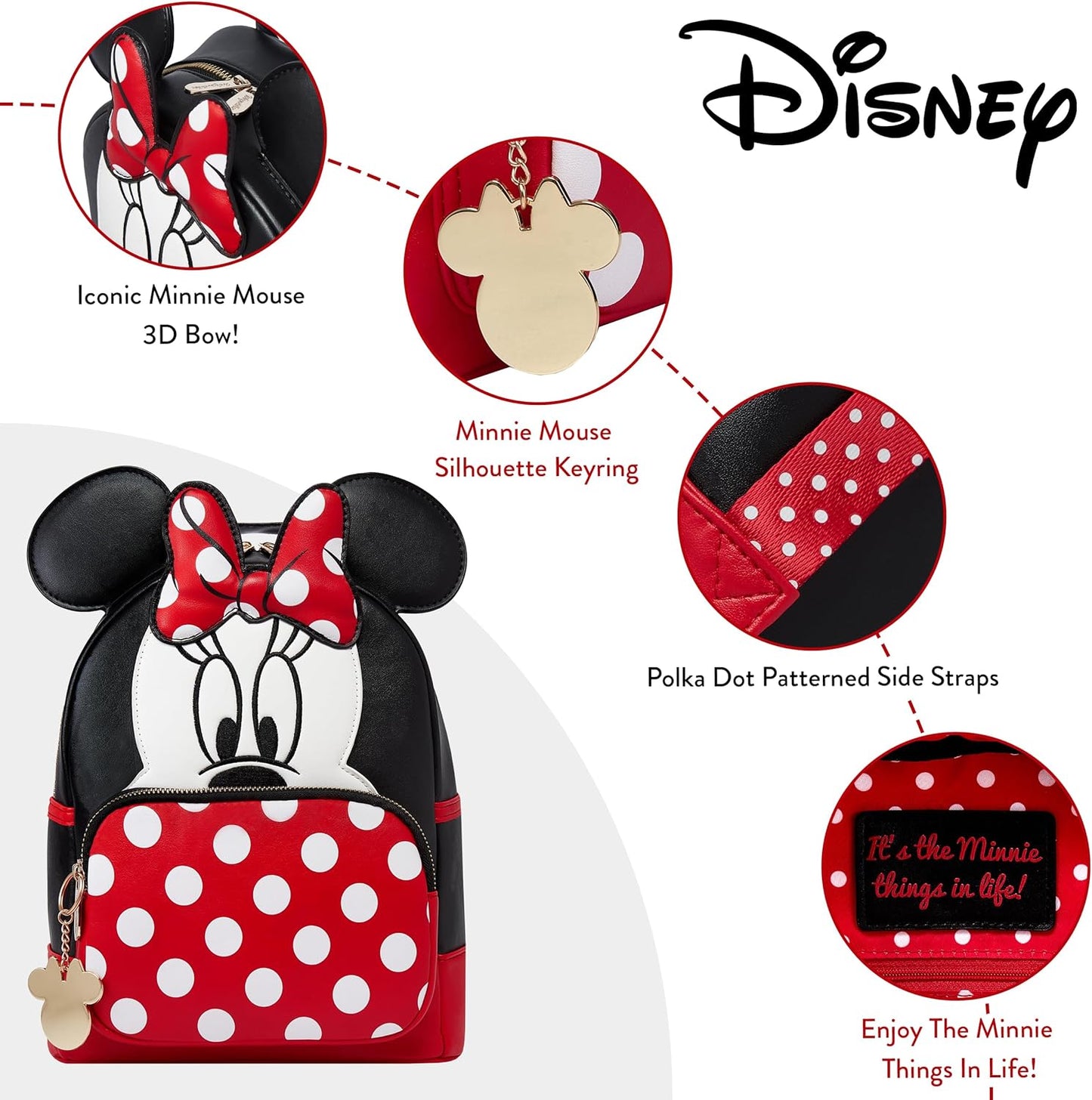 Disney Minnie Mouse Backpack With Keychain