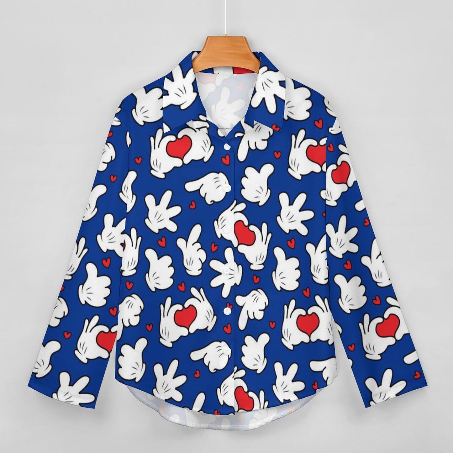 Happy Hands Long Sleeve Button Up Blouse